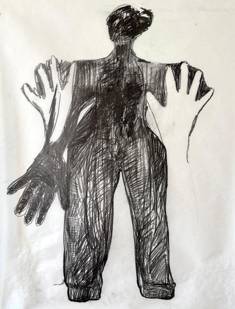 Charcoal figure by Carmen Argote