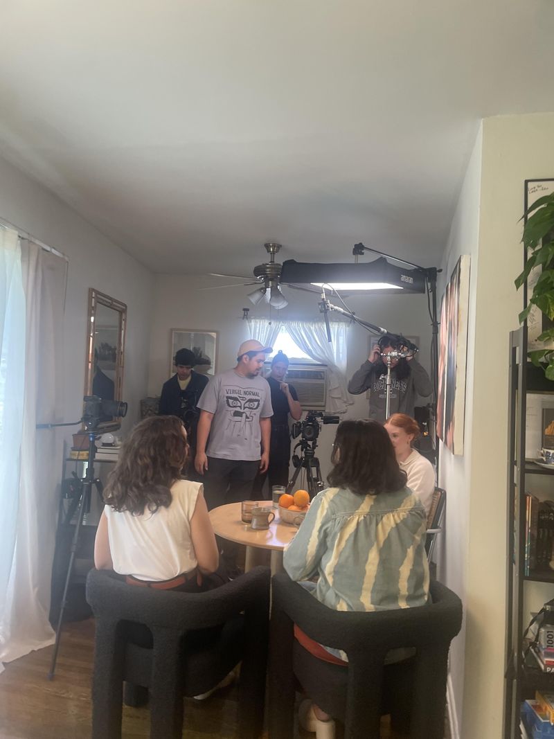 Namrata Prakash's crew filming a scene in a living room